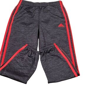 Adidas, Boys Charcoal Jogger Sweatpants with Red Stripes, Size 7